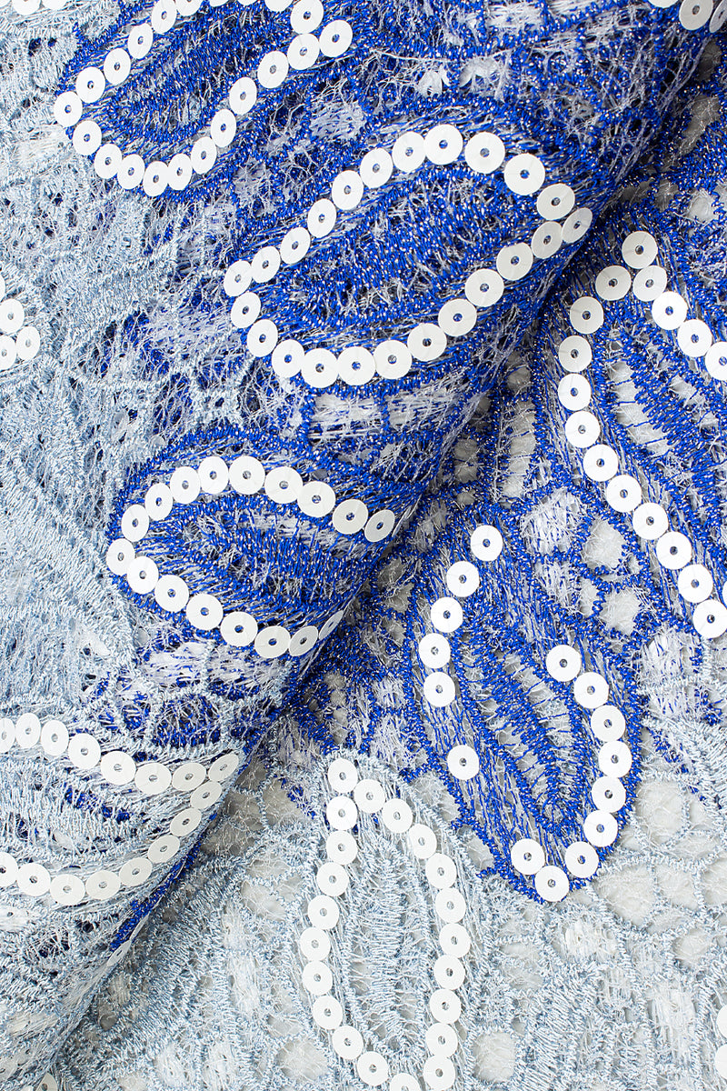 Blue guipure lace sale fabric