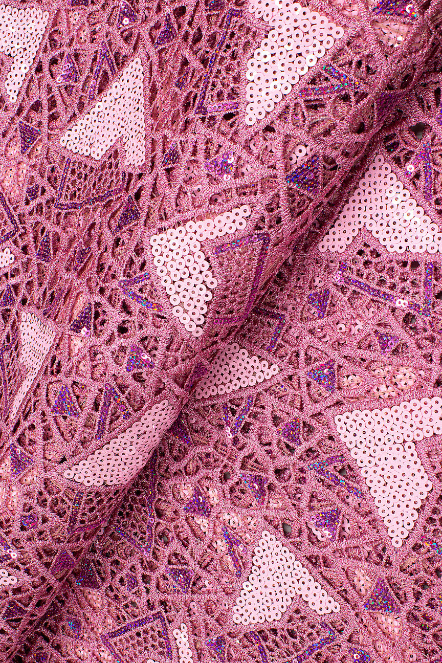 GPR089-PNK - Sequined Guipure Lace - Pink