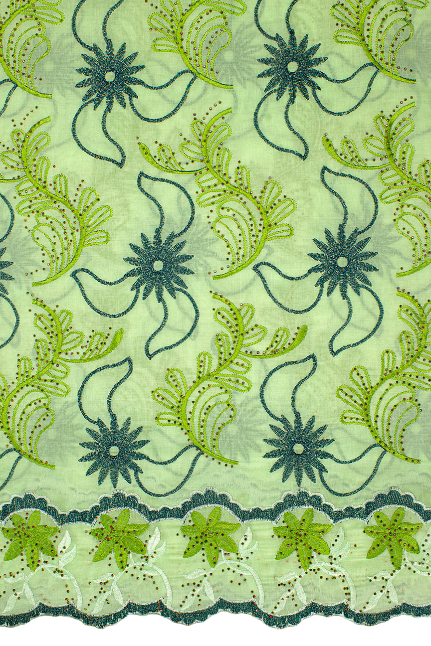 IRE638-GRN - Voile Lace - Light Green, Teal & Leaf Green