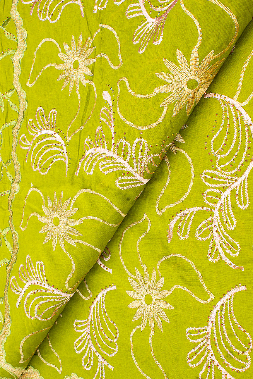 IRE638-OLV - Voile Lace - Olive, Gold & Baby Pink