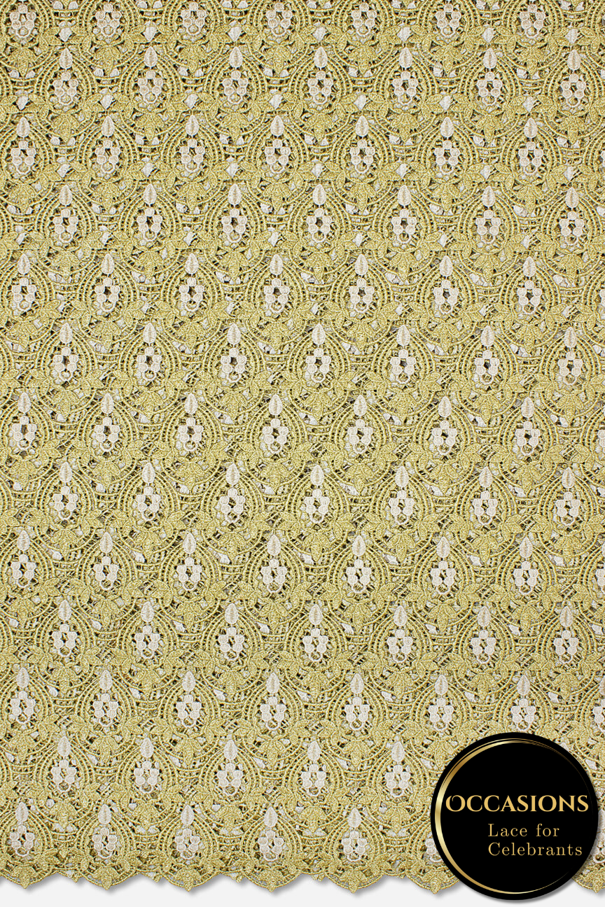 OCL194-GLD - Big Guipure Lace, Made In Austria - Gold & Beige