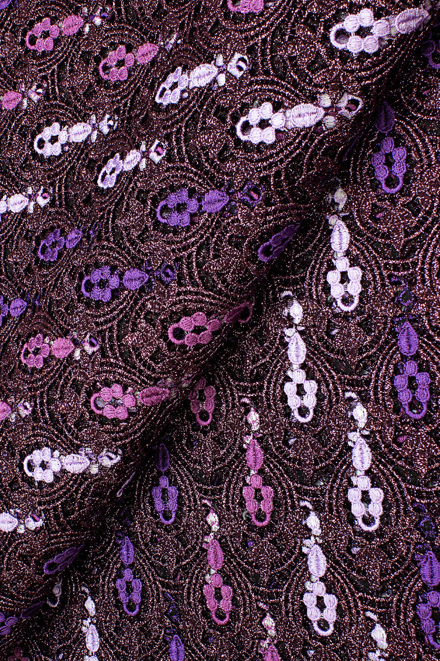 OCL194-PLM - Big Guipure Lace, Made In Austria - Dark Plum & Purple