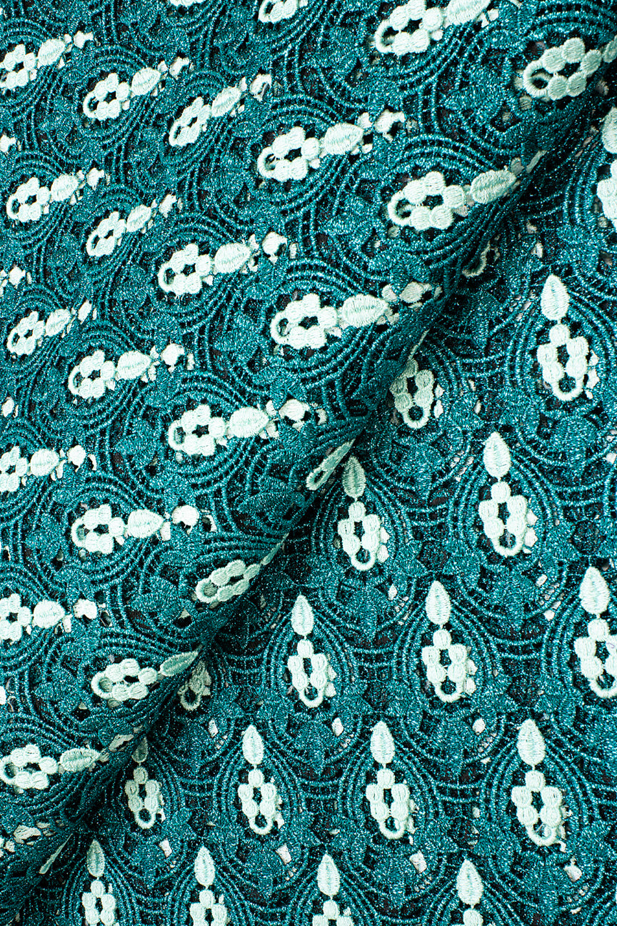 OCL194-TLG - Big Guipure Lace, Made In Austria - Teal Green & Mint