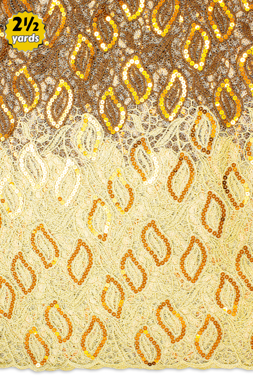 RMT409-BRZ - Sequined Guipure Lace - Bronze & Light Gold (2½ yards)