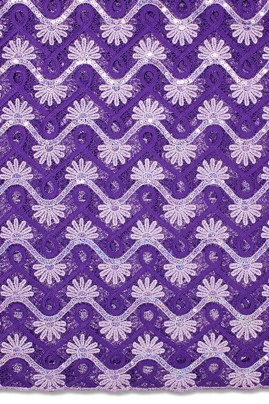 SQL070-PUR - Sequined Guipure Lace - Purple & Lilac