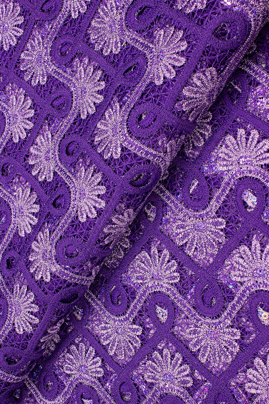 SQL070-PUR - Sequined Guipure Lace - Purple & Lilac