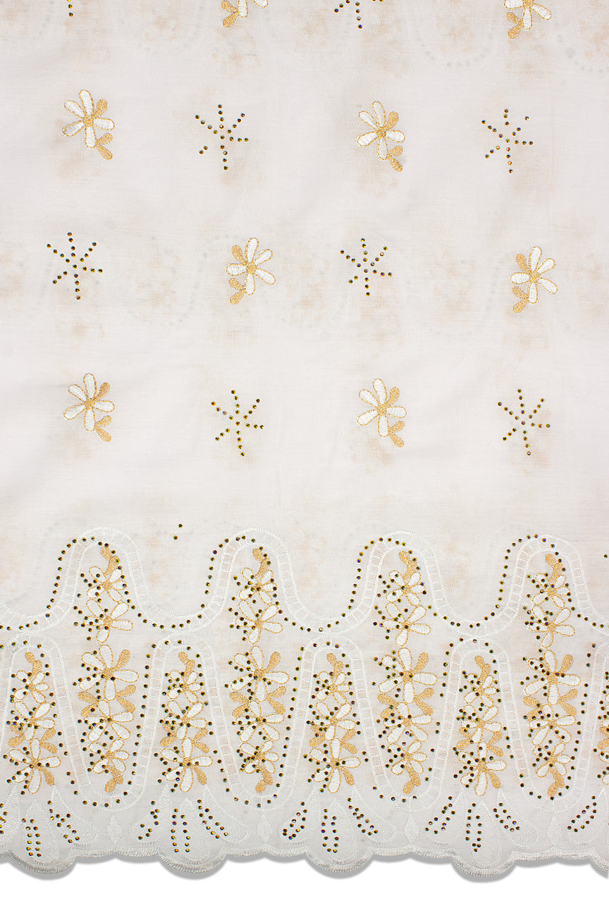 IRE630-WHG- Voile Lace - White & Gold