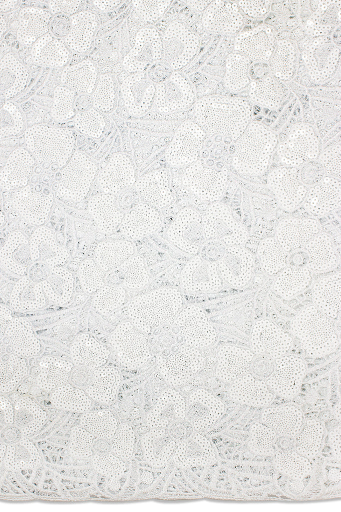 GPR090-WHT - Sequined Guipure Lace - White