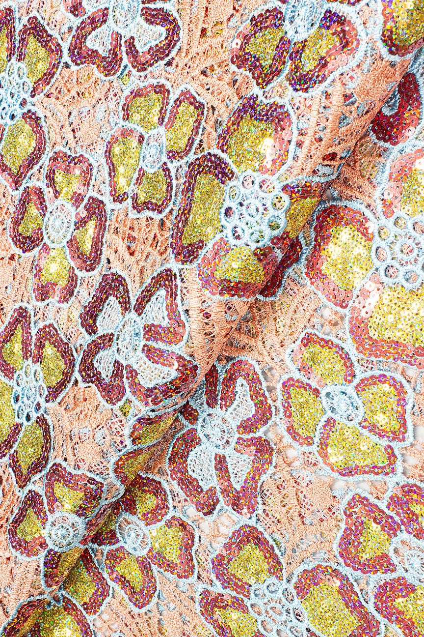 GPR090-PEA - Sequined Guipure Lace - Peach, Gold & Pink